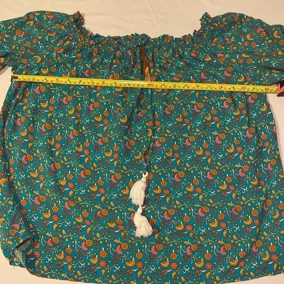 Women's Off The Shoulder Tassel Tie Bohemian Blouse Size Large NWOT - Picture 9 of 11